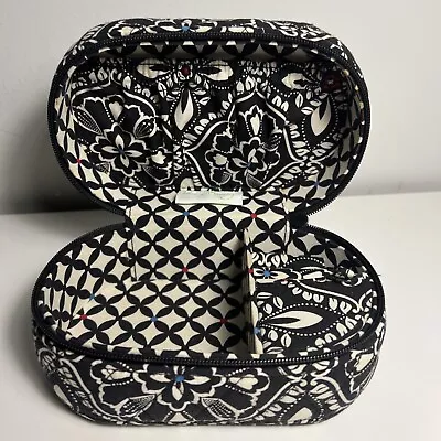 Vera Bradley Barcelona Jewelry Box Hard Case Zipper Travel Black White Flower • $24.99