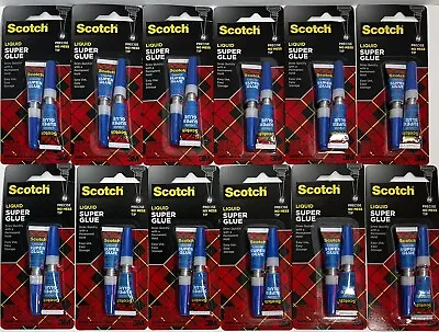 12 Packs Of 2 = 24 Liquid Super Glue Scotch Fine Tip .07 Oz Each NEW In Package • $30.88