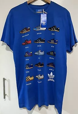 Adidas Originals Men’s Blue Trainer Logo T Shirt Size L BNWT • $19.95
