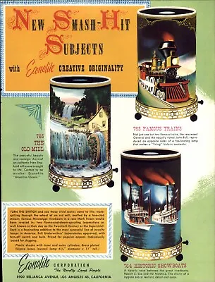 1957 PAPER AD 2 Sided Econolite Corp Novelty Scenic Action Moving Scene Lamp  • $29.99