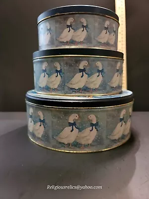 $26.75 • Buy Set Of 3 Vintage Homco  Nesting Canister Tins Set  Metal Tin Geese Duck Kitchen