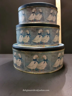 $26.75 • Buy Set Of 3 Vintage Homco  Nesting Canister Tins Set  Metal Tin Geese Duck Kitchen