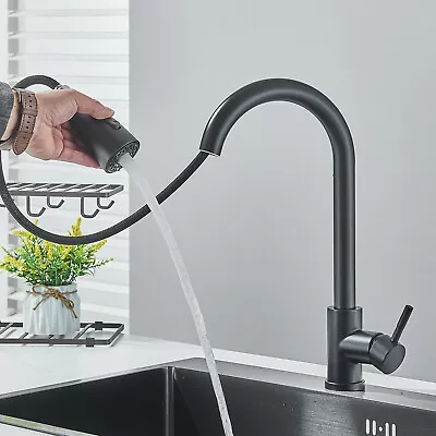 3 Way Kitchen Faucet Tap Pull Out Sprayer 360° Single Level Sink Mixer Taps UK • £19.99