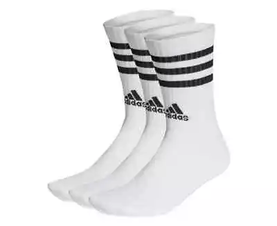 Adidas Men & Women 3-Stripes Cushioned Crew Sock Unisex Socks 3-Pack White • $38.95