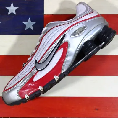 Nike Shox M1+ Running Shoe White/Metallic-Silver/Red/Black [347769-101] Men's 8 • $68.88