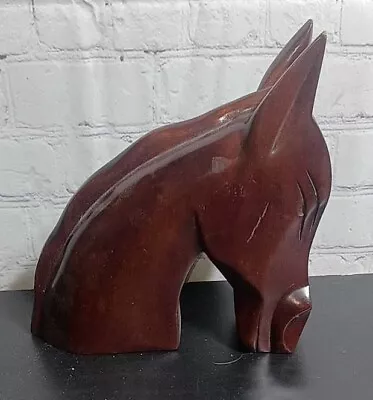 Vintage Horse Head Hand Carved Solid Wood 8   Bookends Bust Single Equestrian  • $13