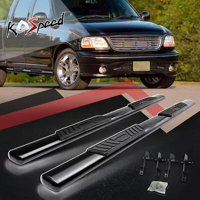 5  Black OVAL Tube Running Board Side Step Nerf Bar For 01-03 Ford F150 Crew Cab • $211.99