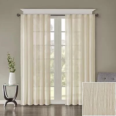 Madison Park Harper Solid Crushed Window 2 Panel Cream  84 X 84 • $19.99