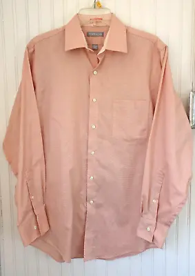 Van Heusen Fitted Dress Shirt Traveler 15.5 32/33 Men's Peach Pink 100% Cotton • $8.49