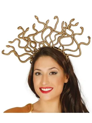 Mythical Medusa Greek Goddess Fancy Dress Costume Gold Snake Headdress Headband • $26.35