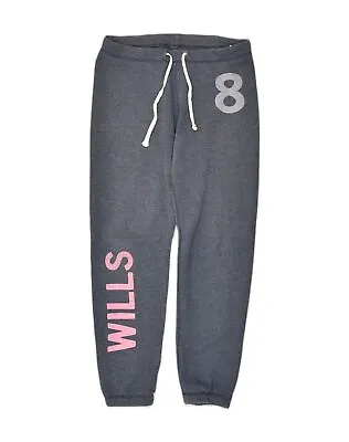 JACK WILLS Womens Graphic Tracksuit Trousers Joggers UK 8 Small Grey AG05 • £14.79