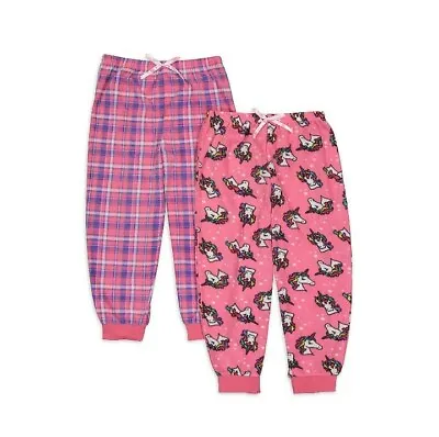 $10 • Buy Size 12 Freestyle Revolution Girls Fleece Pajama Pants 2 Pair Unicorn And Plaid