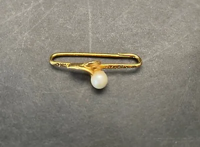 Vintage Goldtone And Faux Pearl Bar Pin Brooch • $1.35