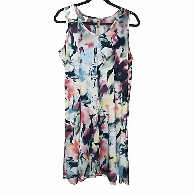 Shoreline Dress Coverup Sz L XL Abstract Floral Pattern Beach Coastal Vacation • $20.90