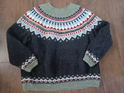 Vintage Eddie Bauer Nordic Fair Isle 100% Wool Knit Sweater - Womens XL • $39.99