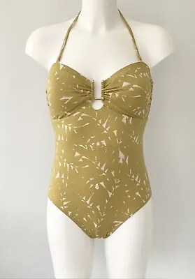 NEW Debenhams Matthew Williamson Lime Gold Textured Bandeau Swimsuit UK 12 • £18.99