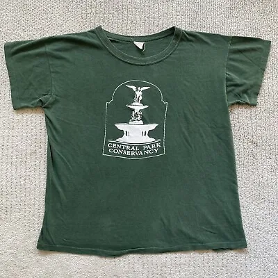 Vintage 70s Large Green Central Park Conservancy T Shirt NYC Bethesda Fountain • $149.99