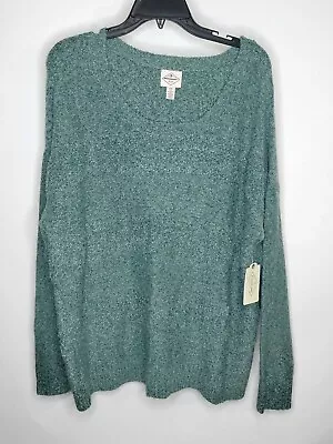 NWT Mark On Tag St. John's Bay Women's Sweater Long Sleeve Solid Green Gray XXL • $17.84