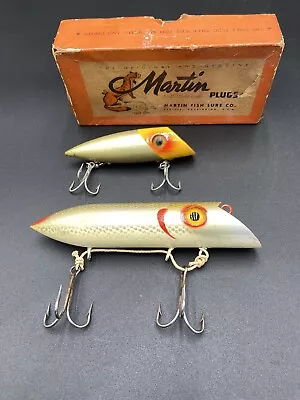 Martin Glass Eye Wood Vintage Salmon Plug Fishing Lure Yellow Silver Scale Other • $39.98