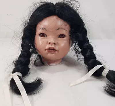 Porcelain Doll Head 20  Native American Val Shelton Doll And Black Wig • $24.95