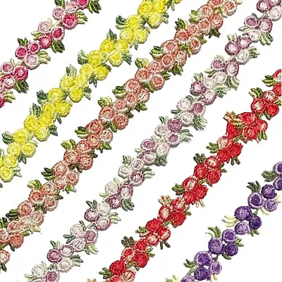1x Half Yard 15mm Embroidered Rose Flower Lace Trim - Pick Your Colour • £1.99
