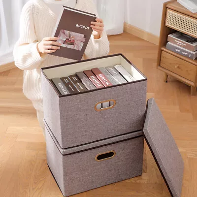 2x Foldable Storage Box With Lids 45x30x30cm Large Collapsible Storage Cube UK • £14.99