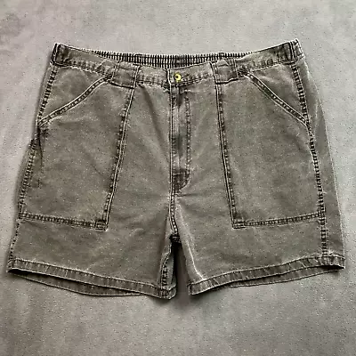 Hook & Tackle Canvas Shorts Mens Elastic Waist 42-44 Beer Can Pocket Gray 5   • $18.87