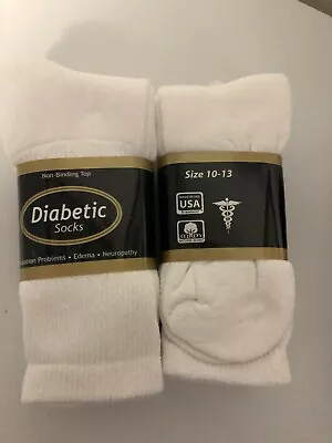 *** 3 Pair Diabetic Crew Socks 10-13 LQQK*** • $8.29