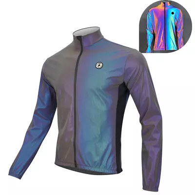 Darevie Men’s Cycling Jacket Windbreaker High Reflective Rainbow Running Jacket • $47.99