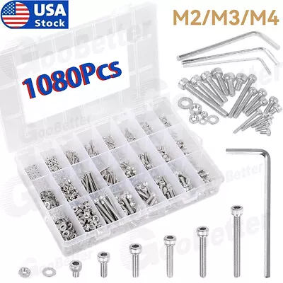 Nuts Bolt Assortment Kit Metric Stainless Steel M2 M3 M4 Screws Hex Set 1080 PCS • $25.69