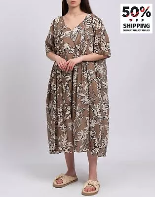 RRP €428 VOYAGE By MARINA RINALDI Midi Dress Plus Size 33 US24 2XL Floral V-Neck • $101.05