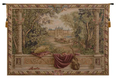 Verdure Au Chateau II Landscape Woven Jacquard French Tapestry Wall Hanging • $898