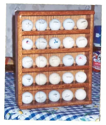 Solid Oak 25 Logo Golf Ball Rack Display Case Showcase W • $30