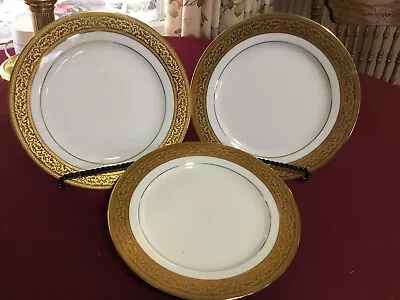 Set Of 3 Vintage Muirfield  MAGNIFICENCE Fine Gold Encrusted Salad Plates  7.5  • $30