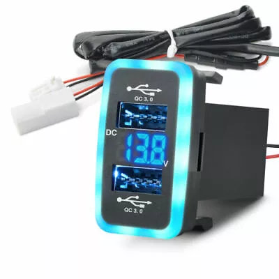 6.4A QC3.0 Dual USB Quick Charger Digital Voltmeter For Toyota 1.6 X 0.9  • $14.78