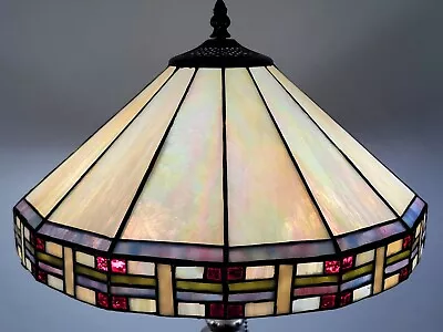 14  SIGNED DALE TIFFANY STAINED GLASS ART DECO MISSION FILIGREE Table LAMP SHADE • $79.99