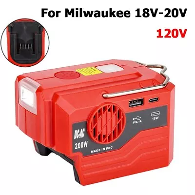 200W Portable Inverter Power Bank For Milwaukee 18V Battery To AC 110V 220V USB • $33.98