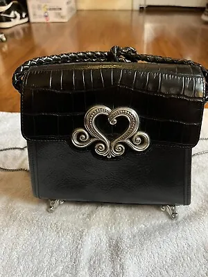 Rare Vintage Brighton Black Clawfeet Leather Handbag With Silver Hardware • $150