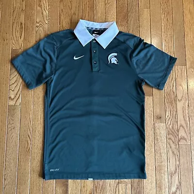 Nike Dri-Fit MSU Michigan State Spartans Logo Men’s Size Small Golf Polo Green • $15.99