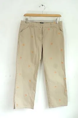 J Crew Women's Capris Size 6 Orange Embroidery Starfish Straight Leg Khaki Pants • $24