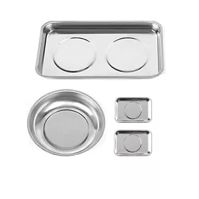 4-Piece Magnetic Parts Tray Set Stainless Steel Heavy Duty Parts Tray • $19.95