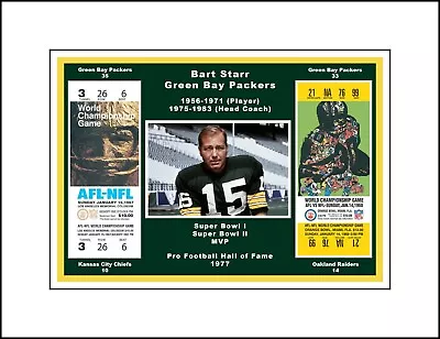 Green Bay Packers Bart Starr Commemorative Super Bowl Champs Matted Collage Phot • $10.95