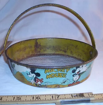 WALT DISNEY MICKEY MOUSE SAND SIFTER TIN TOY 1930s OHIO ART • $99.99