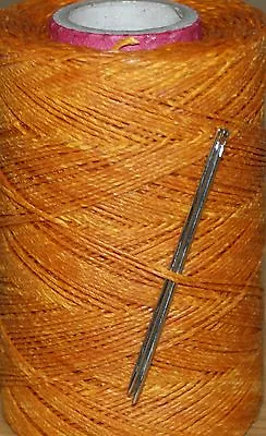 18/6 Waxed Linen Hand Sewing Thread For Leather/canvas & 2 Needles - Tan • £5.10