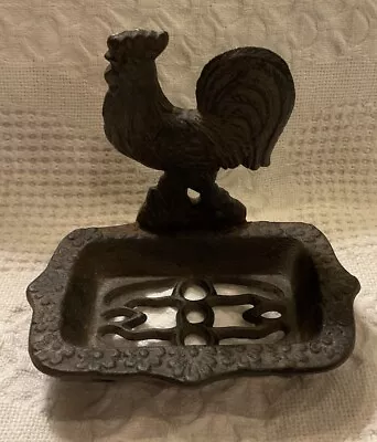 Vintage Rustic Cast Iron Rooster Soap Dish Primitive Farm House Decor • $14.99