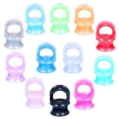 $4.99 • Buy Ear Gauges Plugs Giltter Bomb Silicone Ultra Thin Ear Stretching Plug Tunnels