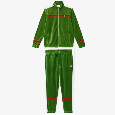 Fila Mens Velour Tracksuit Sweatsuit Green Red White Velvet M L XL 2XL 3XL 4XL • $129.95