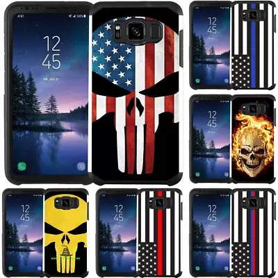 For Galaxy S8 / S8+ / S8 Active (G892A) Slim Hybrid Armor Case USA Flag Skull • $12.99