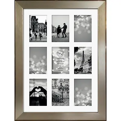 9 Aperture Frame Gold Collage Photos Large Multi Picture Frame Decor Memories • £29.99