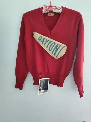 Vintage 1950 Varsity Cardigan Sweater Womens M Red Wool  Cheerleading • $54.99